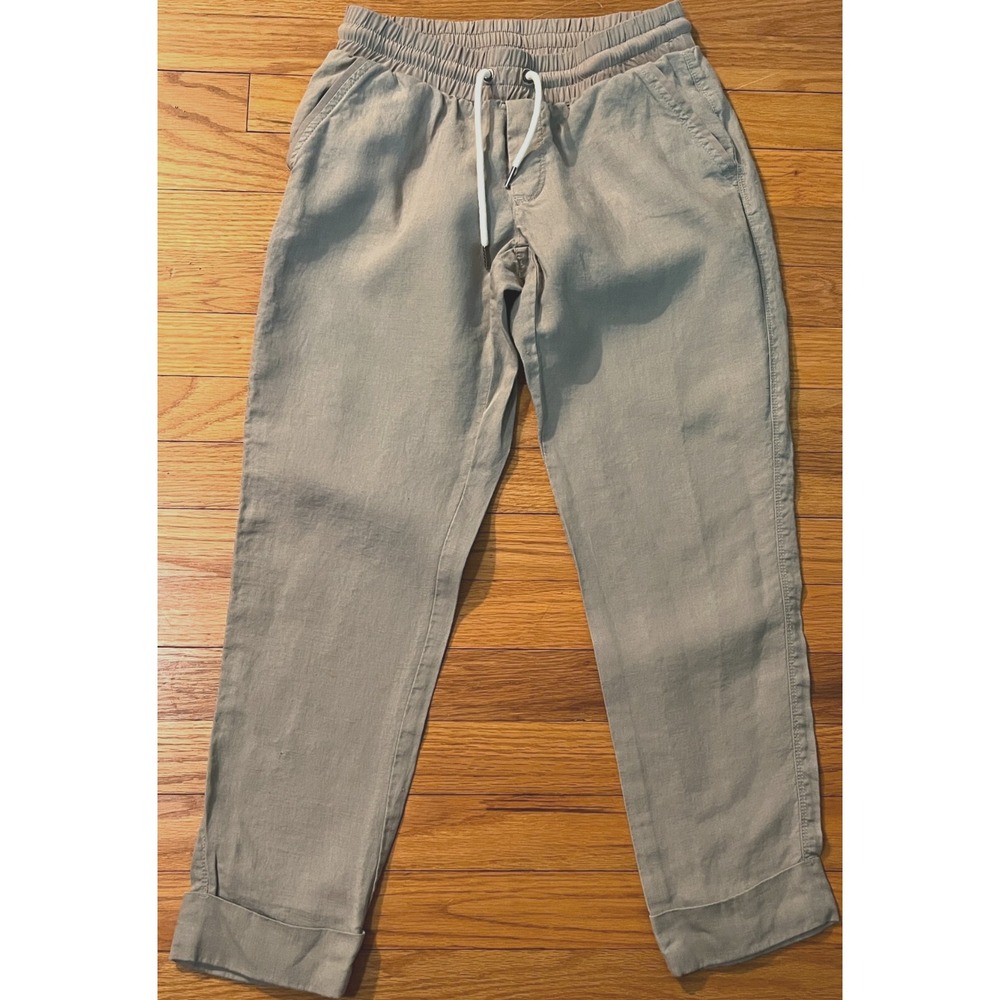 Athleta Bali Pull-On Gray Linen Cuffed Capri Pants Women 0 - 26x25